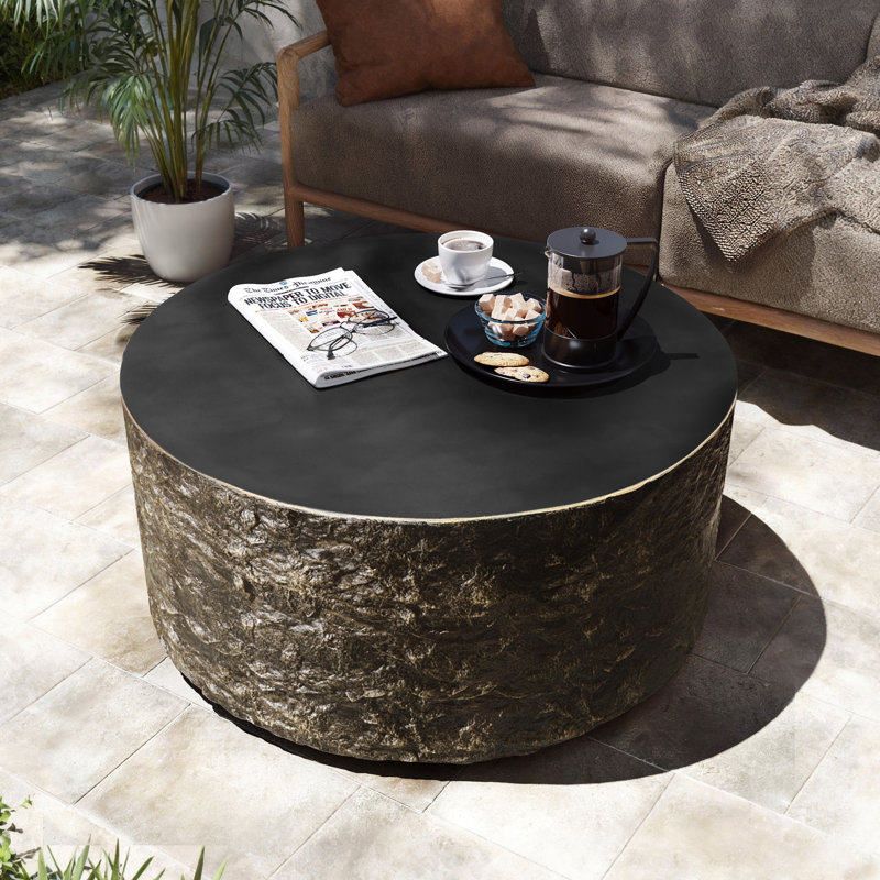 Table basse d'extérieur en oxyde de magnésium 28 po avec finition rétro, Bronze foncé, Round