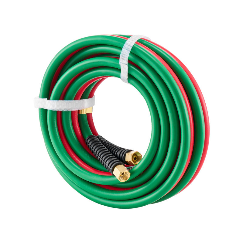 Oxygen Acetylene Hose, 1/4-Inch X 15FT Oxy Acetylene Hose With 9/16"-18 B Fitting, 300PSI T Grade Welding Cutting Torch Twin Hose, Compatible With Oxygen, Acetylene, Propane And Other Fuel Gases
