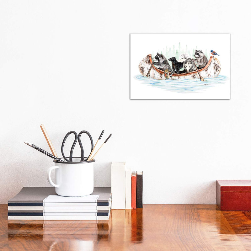 Critter Canoe by Holly Simental - Wrapped Canvas Print, 20.32 cm H x 30.48 cm W