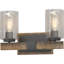 Luminaire pour salle de bain ou applique murale en noyer noir 2 lumières avec abat-jour cylindrique en verre bullé transparent