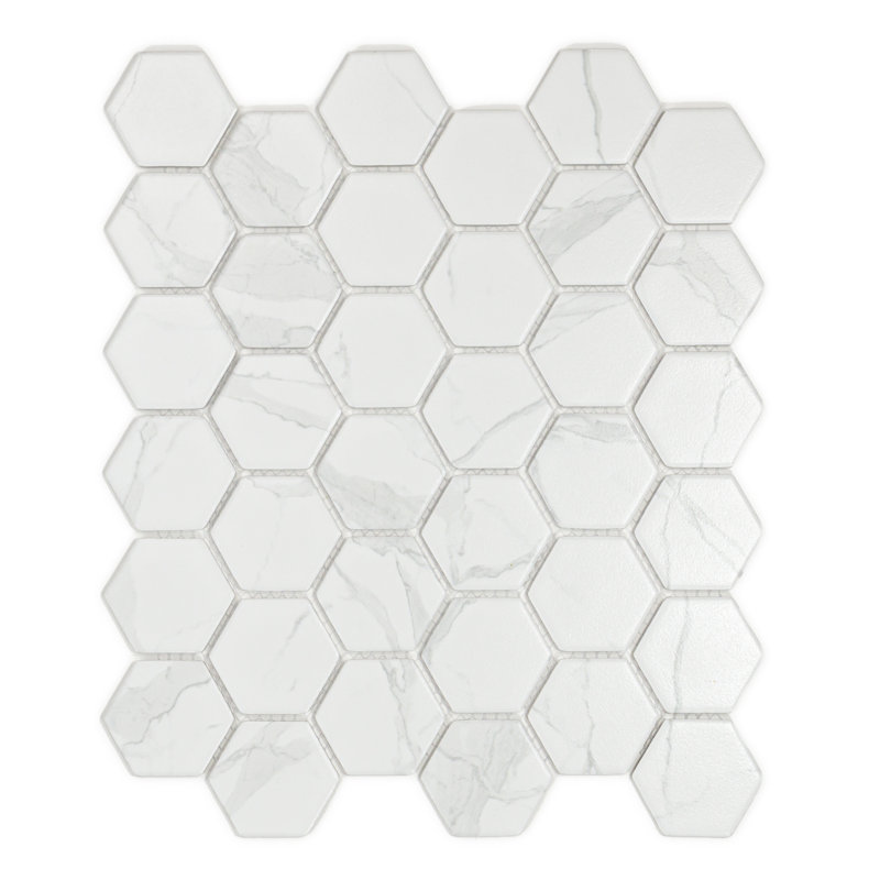 Statuario 2" x 2" Hexagon Porcelain Mosaic Tile