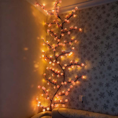 Cherry Blossom 48/72/96/144 Led USB Tree Branch Rattan Lights 8 Modes Colourful String Lamp, Valentine Christmas Wedding Bedroom Decoration
