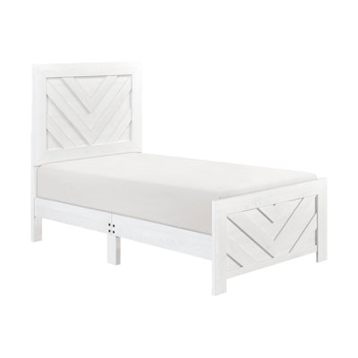 Cadre de lit simple pour chambre à coucher - Blanc avec détails élégants, contemporain et gracieux
