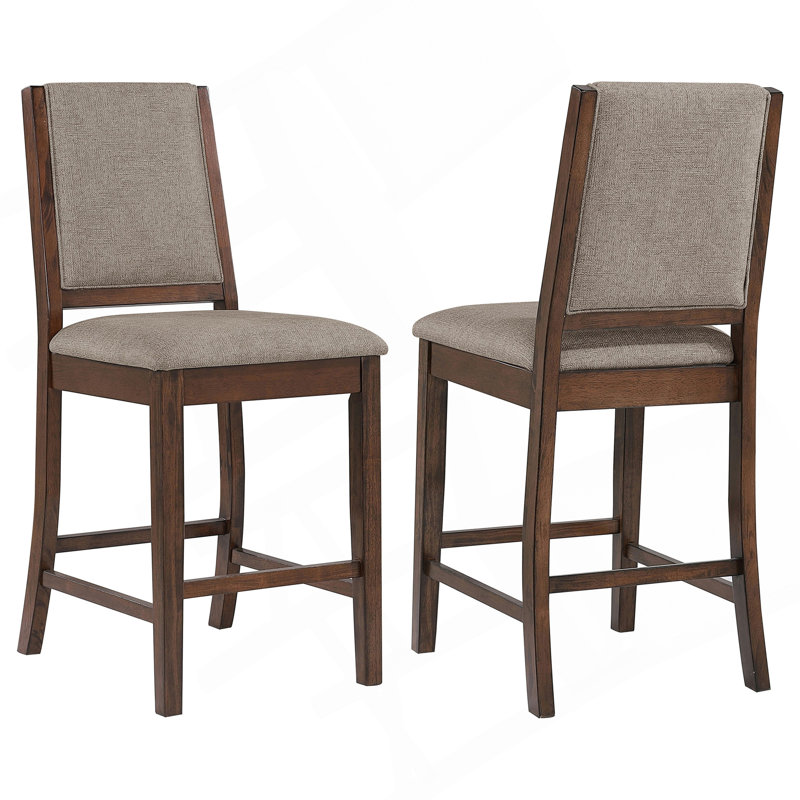 Chaise de comptoir rembourrée Allen Mango Oak (ensemble de 2)