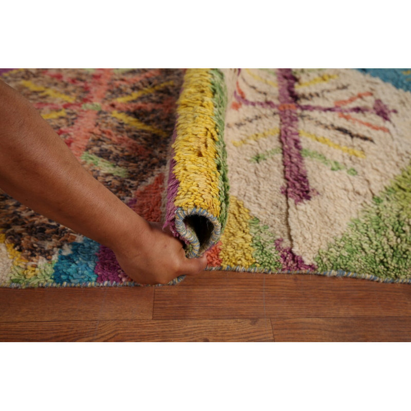 Tapis oriental coloré marocain à motif treillis coloré 9 x 12