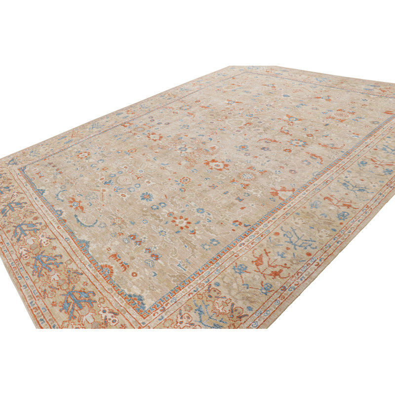 Rug & Kilim’S Oushak Style Rug In Beige And Orange With Floral Patterns