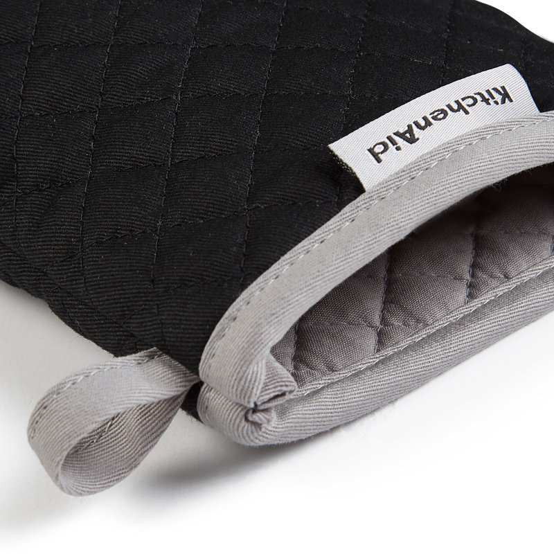 KitchenAid Asteroid Solid Textured Mini Oven Mitt, Black