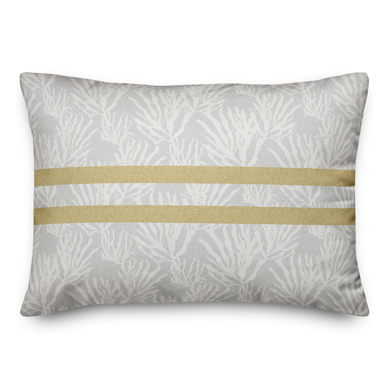 Striped Reversible Throw Pillow, White/Yellow