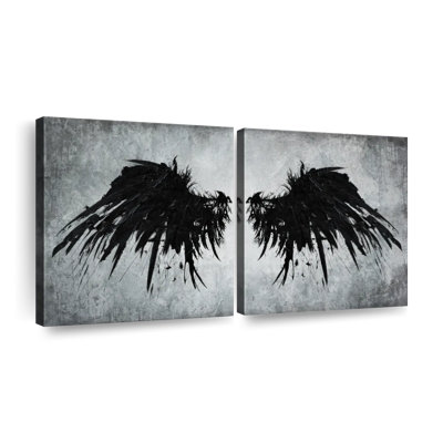 " Black Fallen Angel Wings " 2 - Pieces