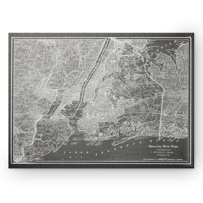 NYC Sketch Map - Reproduction d'art graphique sur toile