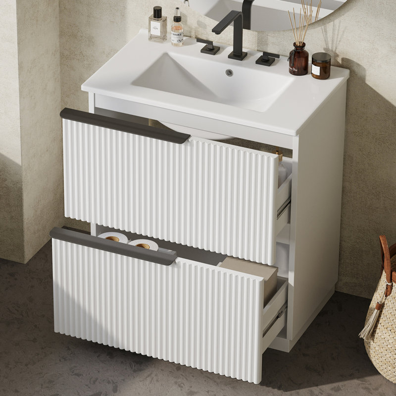 Meuble-lavabo 30 po avec lavabo en céramique, Blanc