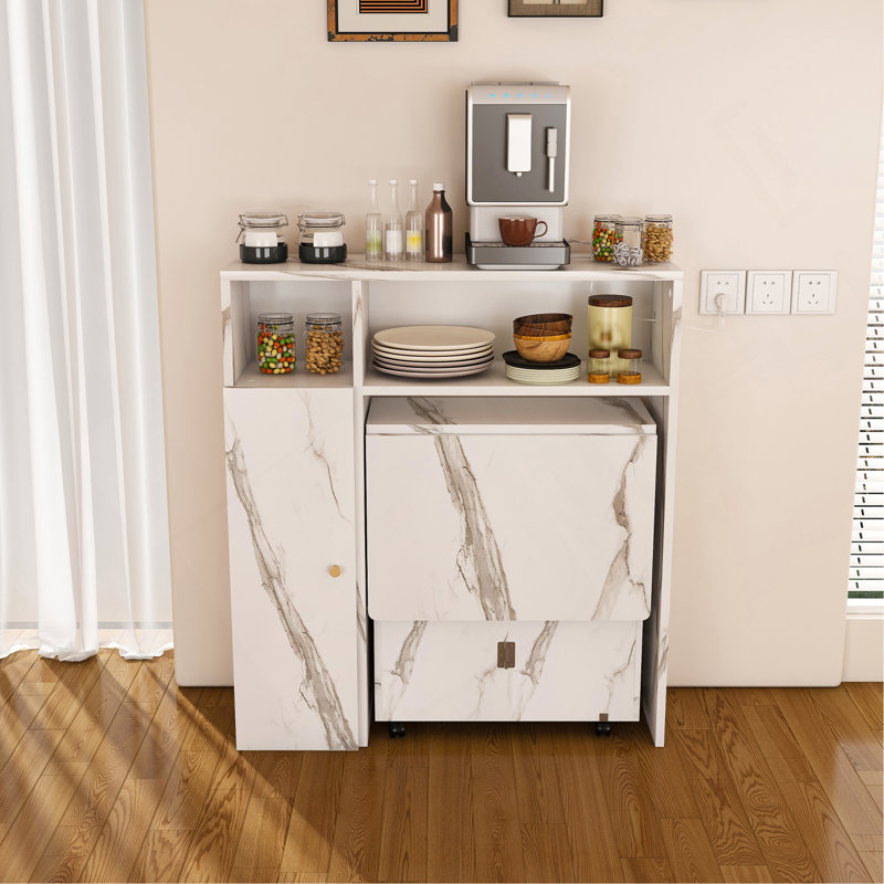 Table de salle à manger pliante multifonctionnelle avec buffet mural et rangement pour petits appartements (Wihte)