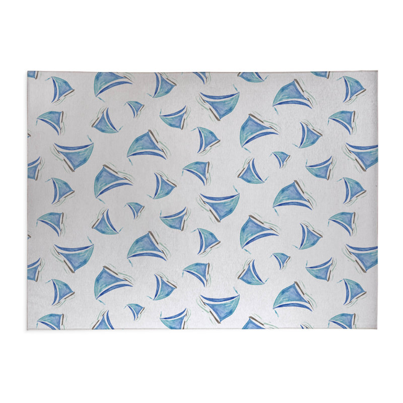 Tapis de cuisine antidérapant Summer, Blanc, Rectangle 5 pi x 7 pi