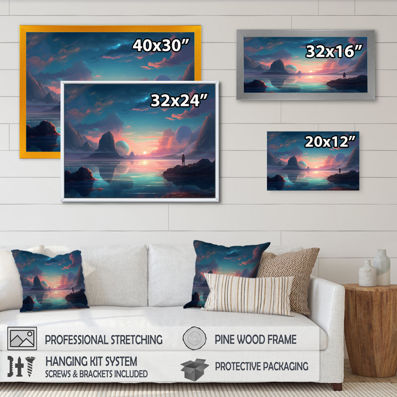 «Coastal Horizon II», reproduction sur toile, Cadre photo noir, H 12 po x l 20 po x P 1 po