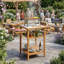 Table de barbecue d'extérieur en bois d'acacia, plateau de table en faux marbre résistant aux taches et panneaux latéraux rabattables rabattables, finition anti-corrosion résistante aux intempéries
