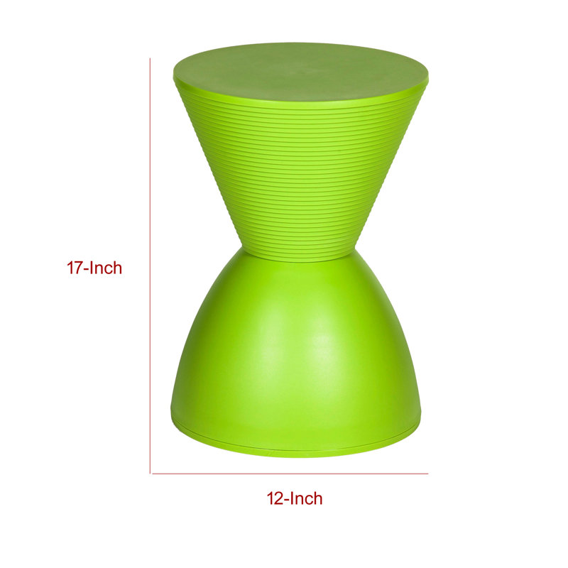 Hillary Green Polypropylene Hourglass Outdoor Side Table