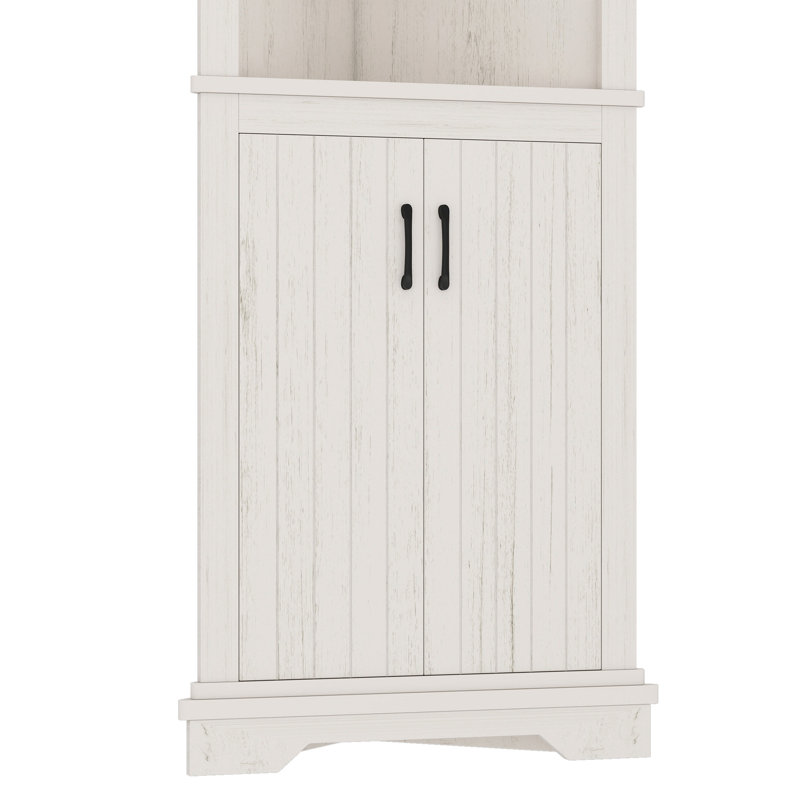 Grande armoire d'angle avec portes pour le salon, la salle de bain, la salle à manger ou la cuisine, beige, Beige