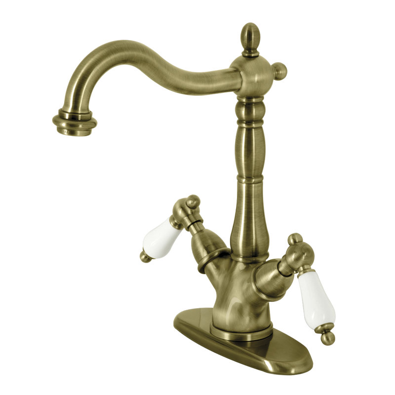 Kingston Brass Heritage Two-Handle 1-or-3 Hole Deck Mount Vessel Faucet, Vintage Brass