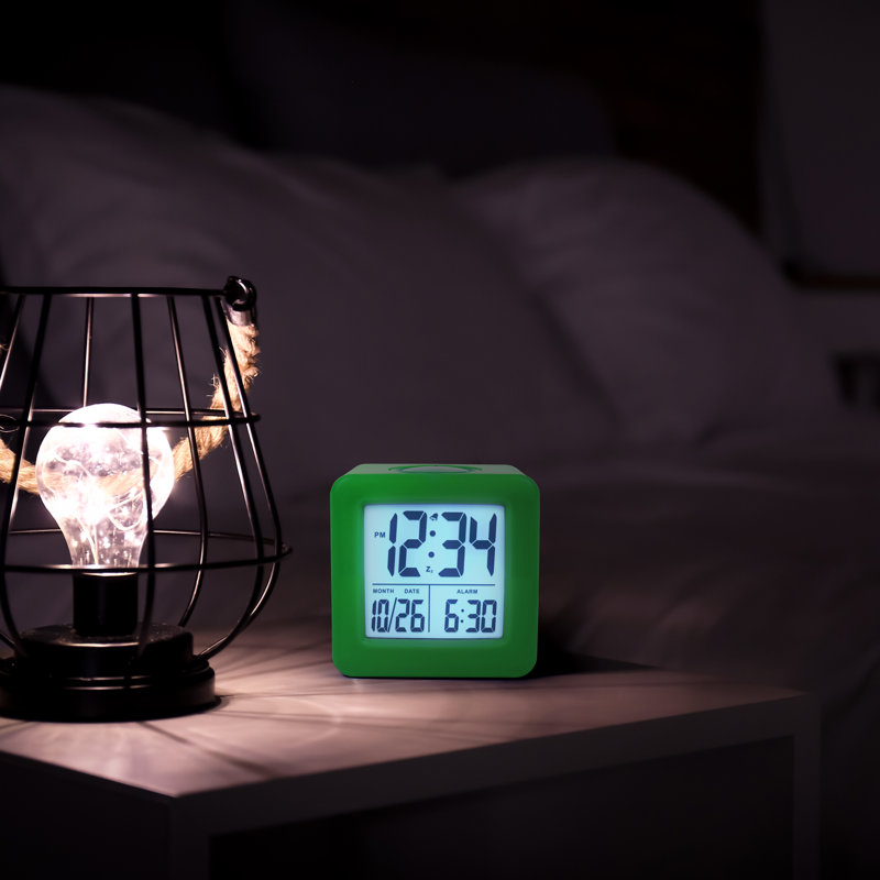 Digital Soft Cube Alarm Tabletop Clock in Green