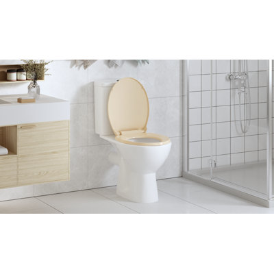 vidaXL Soft-Close Toilet Seat Beige Oval