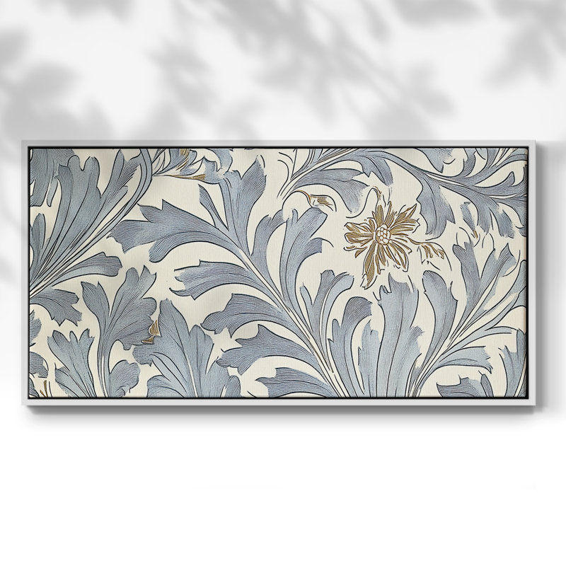 Série abstraite-III - Toile tendue avec châssis encadré - Prêt à être accroché, H 25 po x l 49 po, Blanc