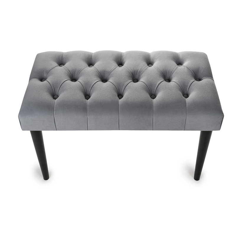 Upholstered Bench, Grey/Black, H45 x W120 x D35cm