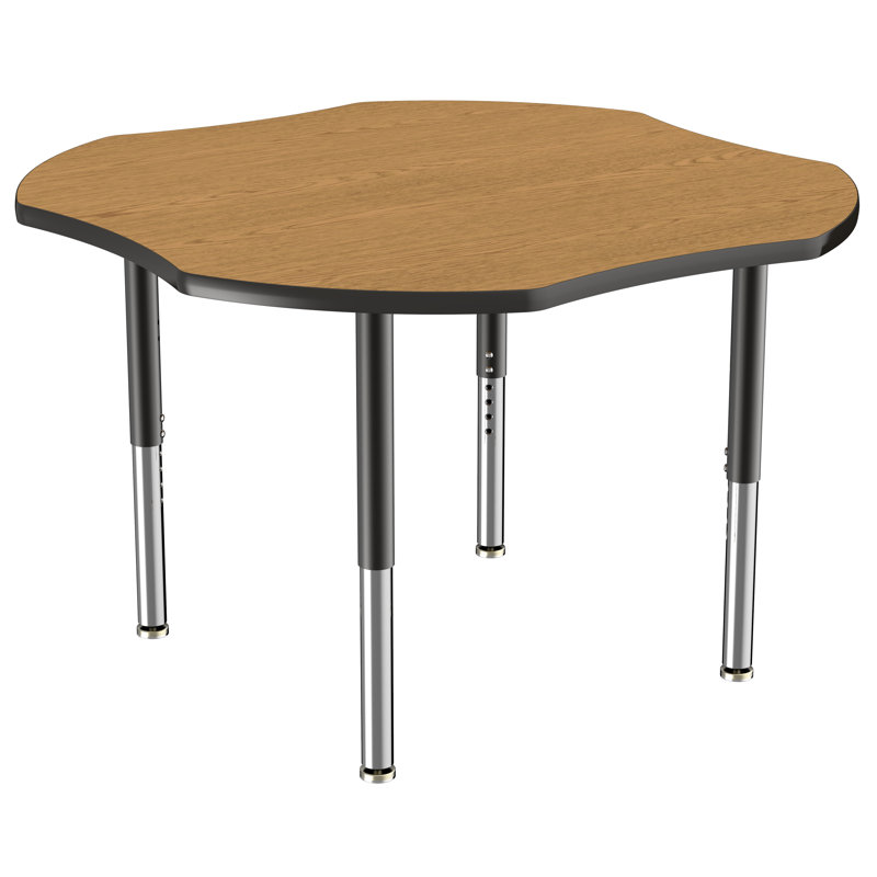 Table d'activité en T 48 po x 48 po avec moulures en T et pieds réglables, Gris / bleu marine / noir, Super