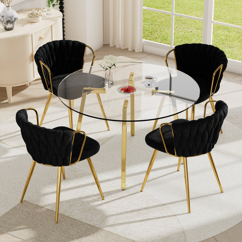 Ensemble de table de salle à manger 5 pièces, Noir, H 29,5 po x l 42 po x P 42 po