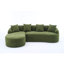 Canapé modulaire en forme de L à compression avec méridienne incurvée, canapé en chenille vert modulaire sans assemblage, salon à haute densité pour salon.-237942262