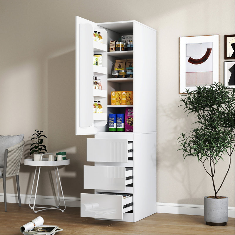 Armoire de rangement pour garde-manger, garde-manger avec portes, tablettes et tiroirs