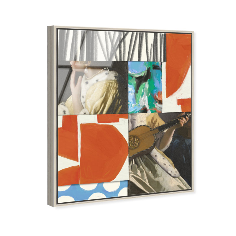Tableau abstrait en verre acrylique brillant Music Muse, par Oliver Gal, H 37 po x l 31 po, Cadre argenté