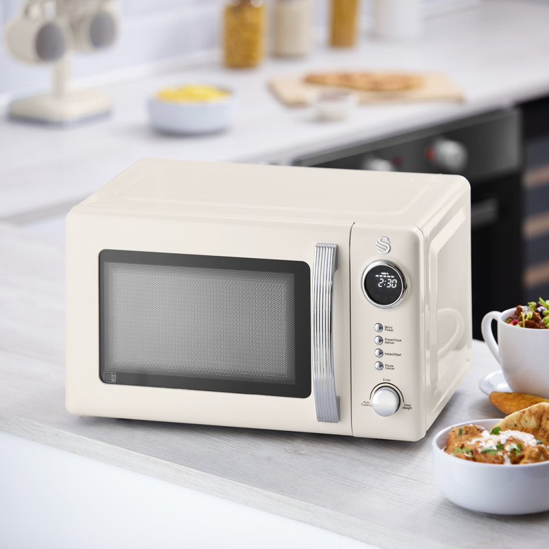 Retro Swan Retro 20L Digital Microwave, 5 Power Levels, 12 Auto Cook Pre-sets, Defrost by Weight or Time, LED Display, 800W