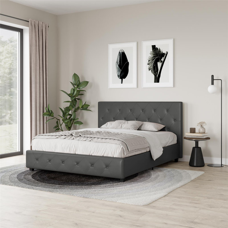 Bhaven Upholstered Platform Bed, Full / Double, Black