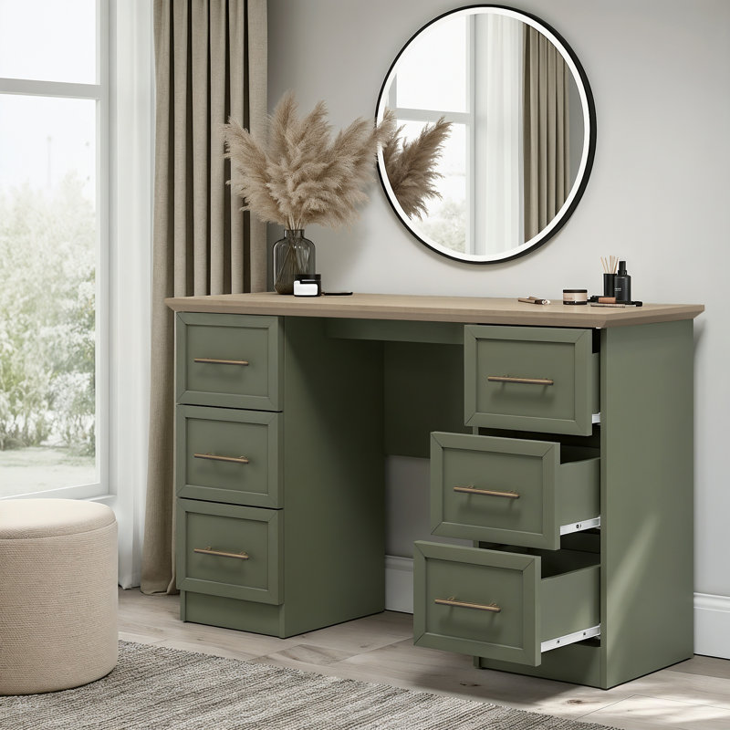 6 Drawer Dressing Table, Kale Green