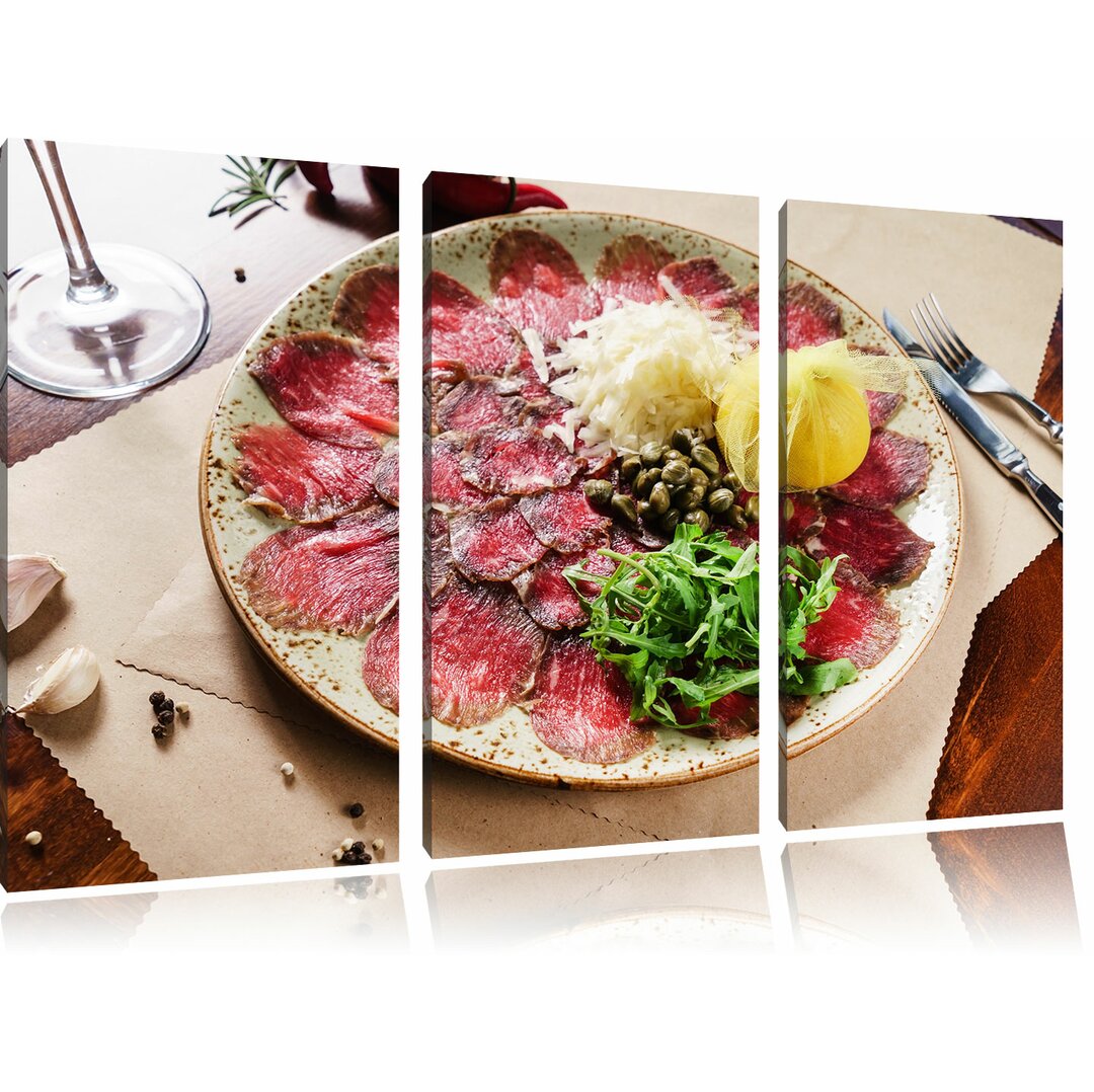 3-tlg. Leinwandbilder-Set Appetitliches Carpaccio, Fotodruck