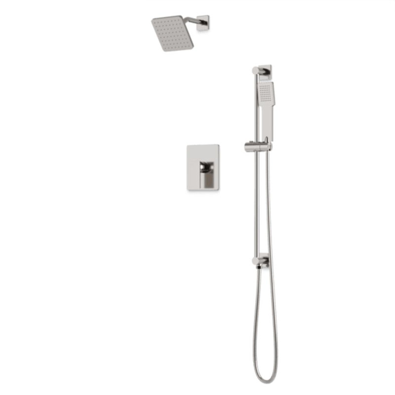 Square 2-Way Pressure Balance Shower Trim Kit With Hand Held Shower On Slide Bar With Separate Water Outlet Matte Black