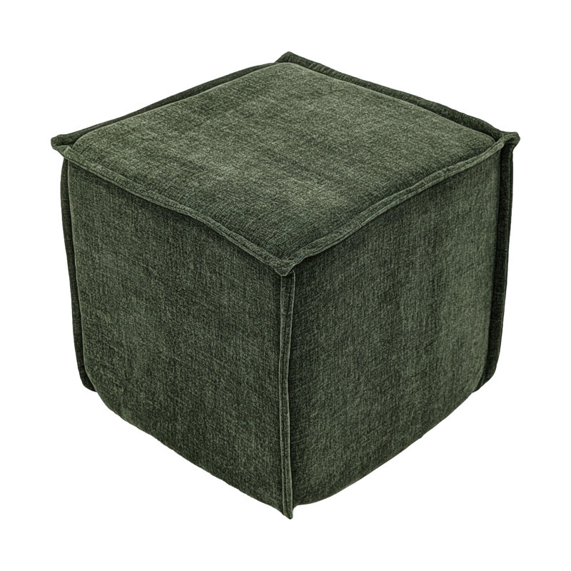 Hampton Square Pouf Ottoman - Clover Leaf Green, Clover Leaf Green