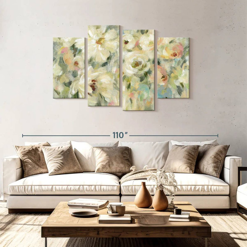 Avery expressif floral pâle, H 48 po x l 75 po