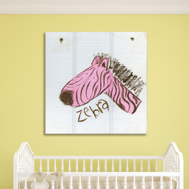 Joyeux zèbre rose, art sur toile, H 36 po x l 36 po x P 1,5 po