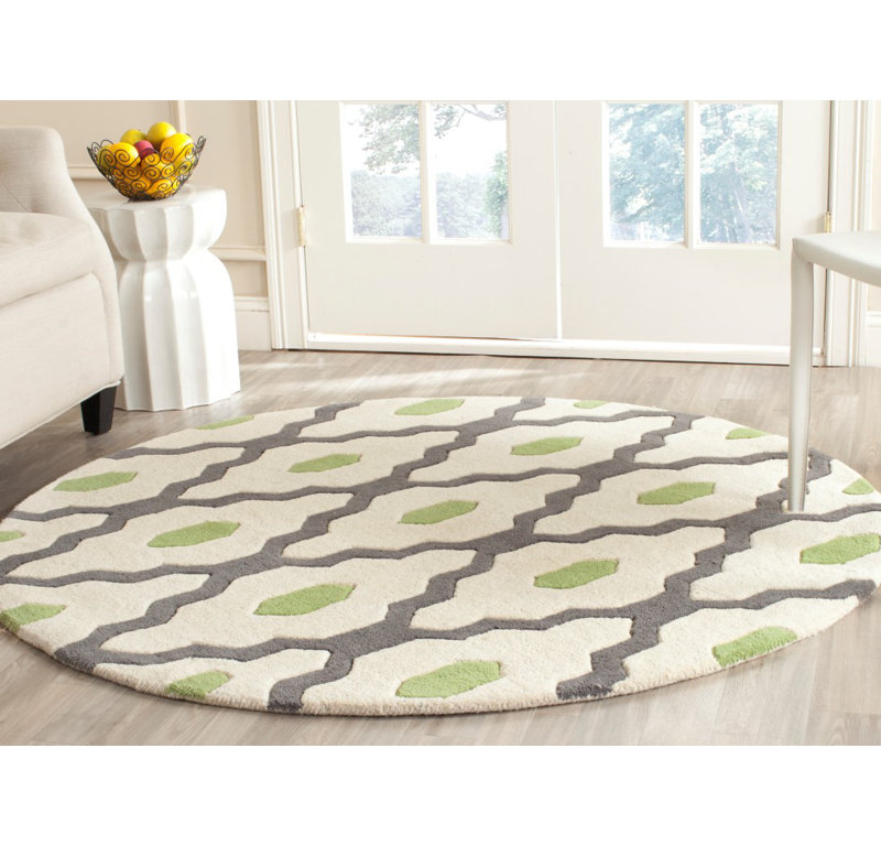 Carolene Hand Tufted Wool Geometric Rug, Round 5'