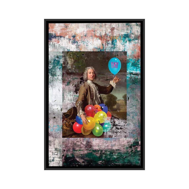 « yay », reproduction sur toile, H 48 po x l 32 po x P 1,5 po, Toile avec cadre noir, Pas de tapis