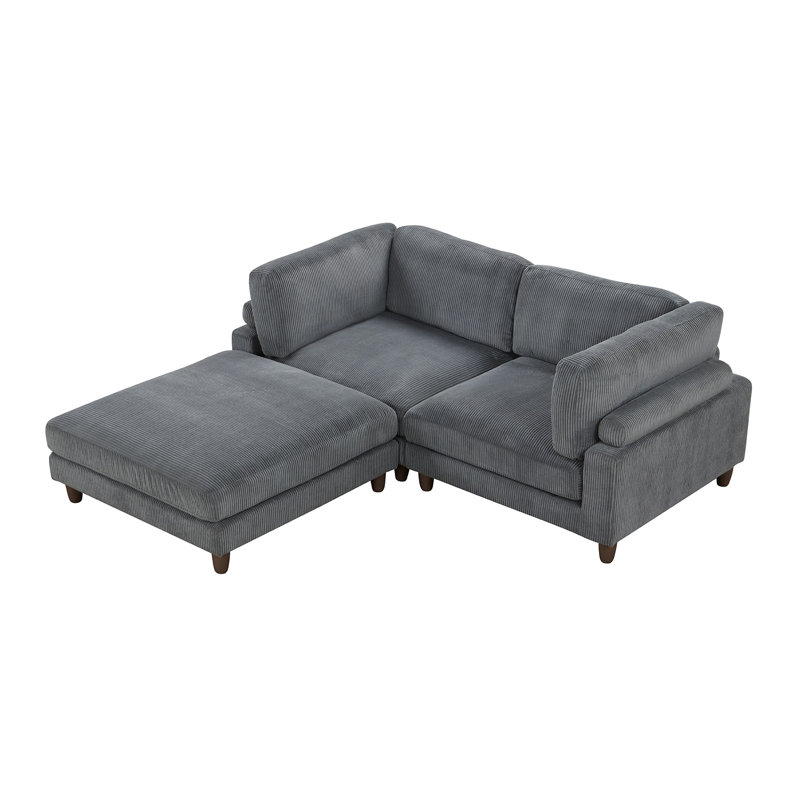 Cheston 3-seat Modular Sectional, Gray Corduroy