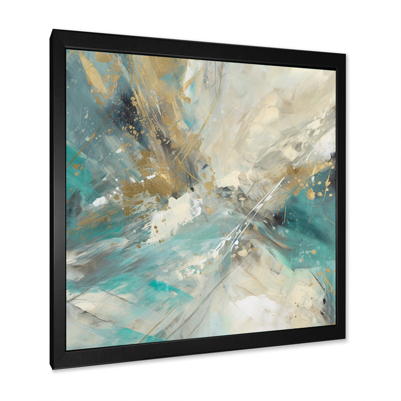«Dreer Golden Hour In Turquoise Waves VI», reproduction sur toile, H 36 po x l 36 po x P 1,5 po, Cadre photo noir