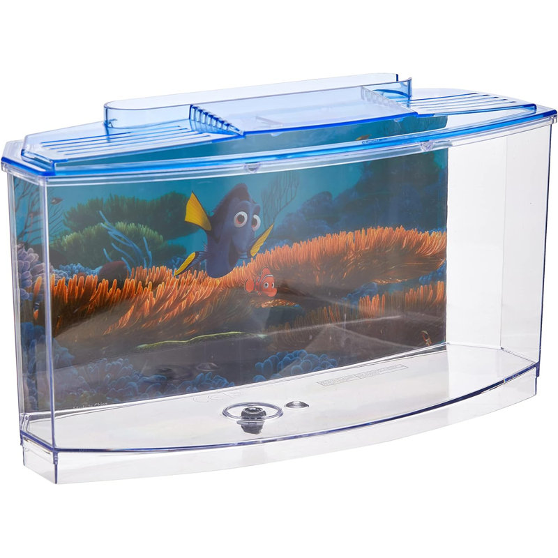Trousse d'aquarium Finding Dory Betta | 0,7 gallon | Comprend le décor, l'arrière-plan et le couvercle
