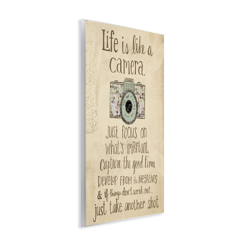 «Life Is Like a Caméra», reproduction d'art textuel, H 15 po x l 10 po