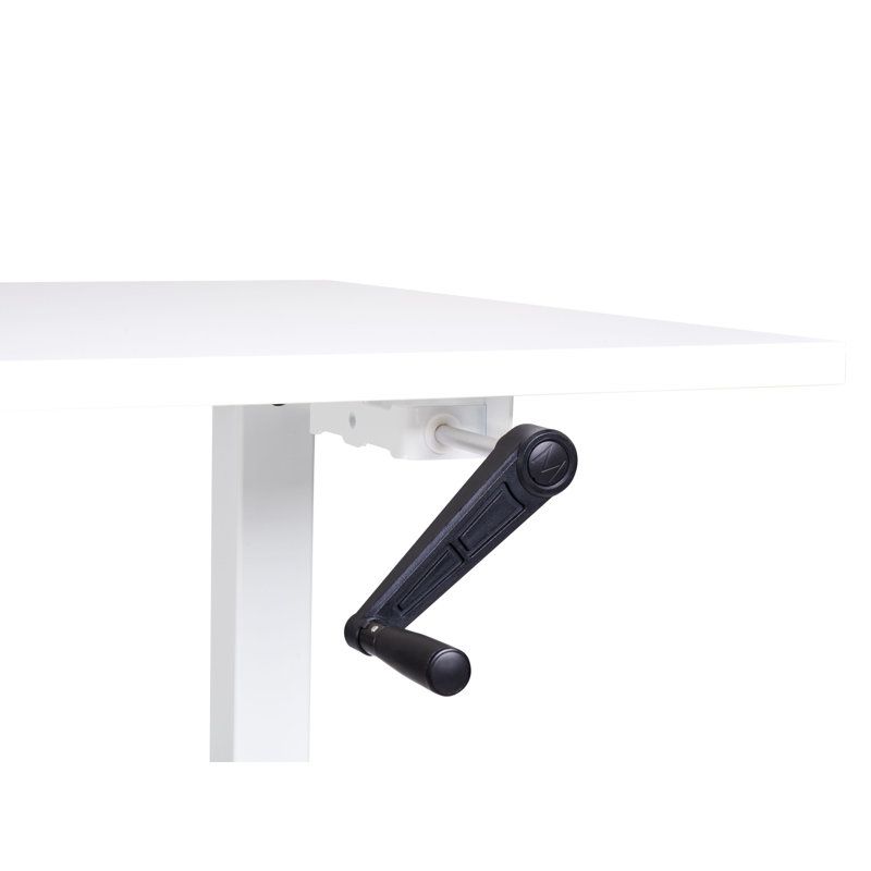 Nateasha Adjustable Metal Base Standing Desk, White, White, 119cm H x 160cm W x 72cm D