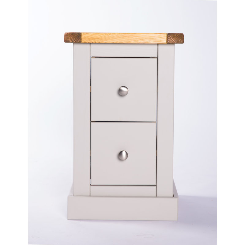 35 cm W Bedside Table, Light Grey, Chrome Knob