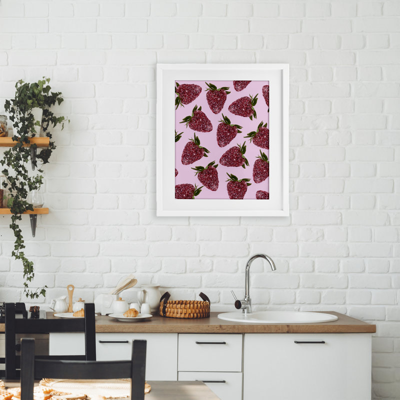 Impression encadrée sous verre Glimmer Strawberry, 21 x 17, Bord de mer blanc sous verre encadré