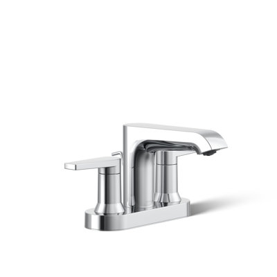 Robinet de salle de bain central 4 "avec ensemble de bonde escamotable Kohler Hint, robinet d'évier de salle de bain à 2 poignées, 1,2 gallon par minute