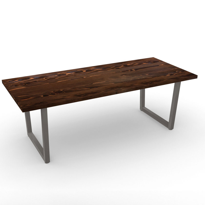 Horrace Solid Wood Top Metal Base Dining Table, Chestnut, 30" H x 120" L x 48" W